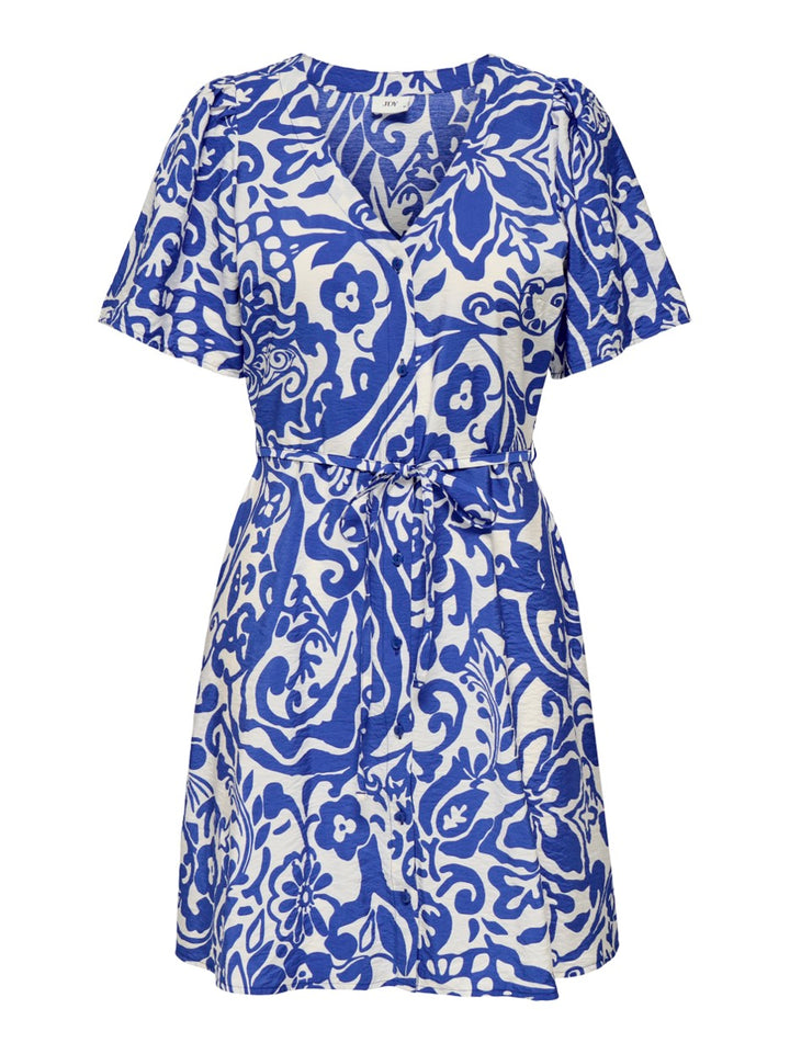 Jdytroya Life S/s Short Dress Wvn D - Blauw Dessin
