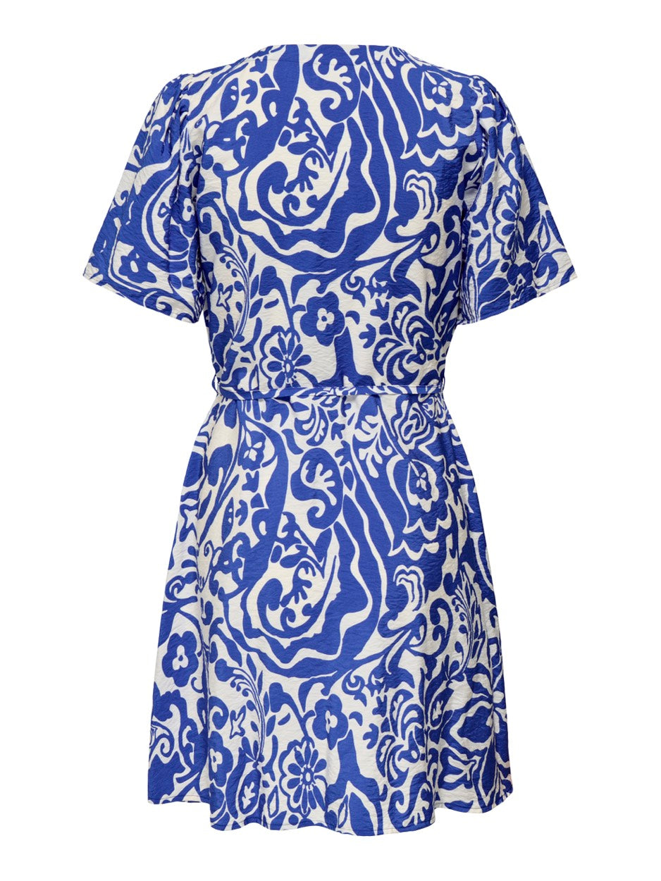 Jdytroya Life S/s Short Dress Wvn D - Blauw Dessin