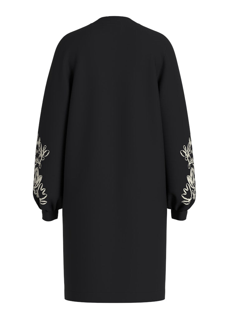 Visiffi Emb O-neck L/s Sweat Dress/lc - Zwart