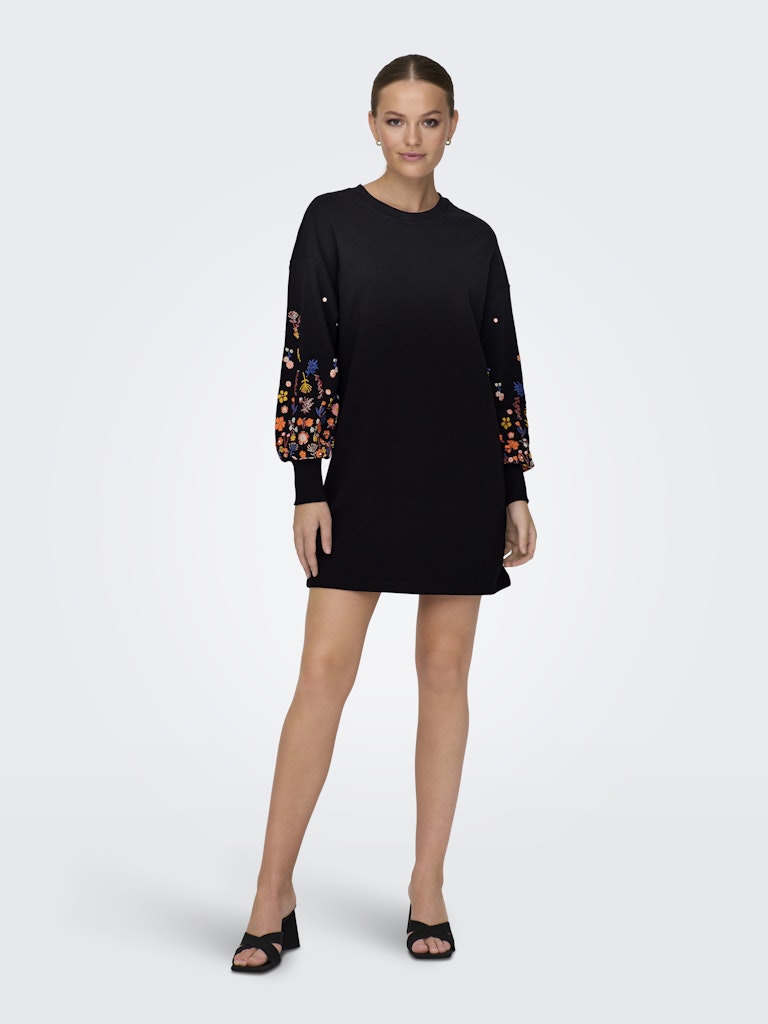 Onlbrooke Ls Short Dress Flower Swt Noos - Zwart