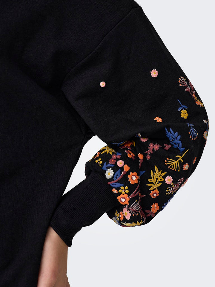 Onlbrooke Ls Short Dress Flower Swt Noos - Zwart