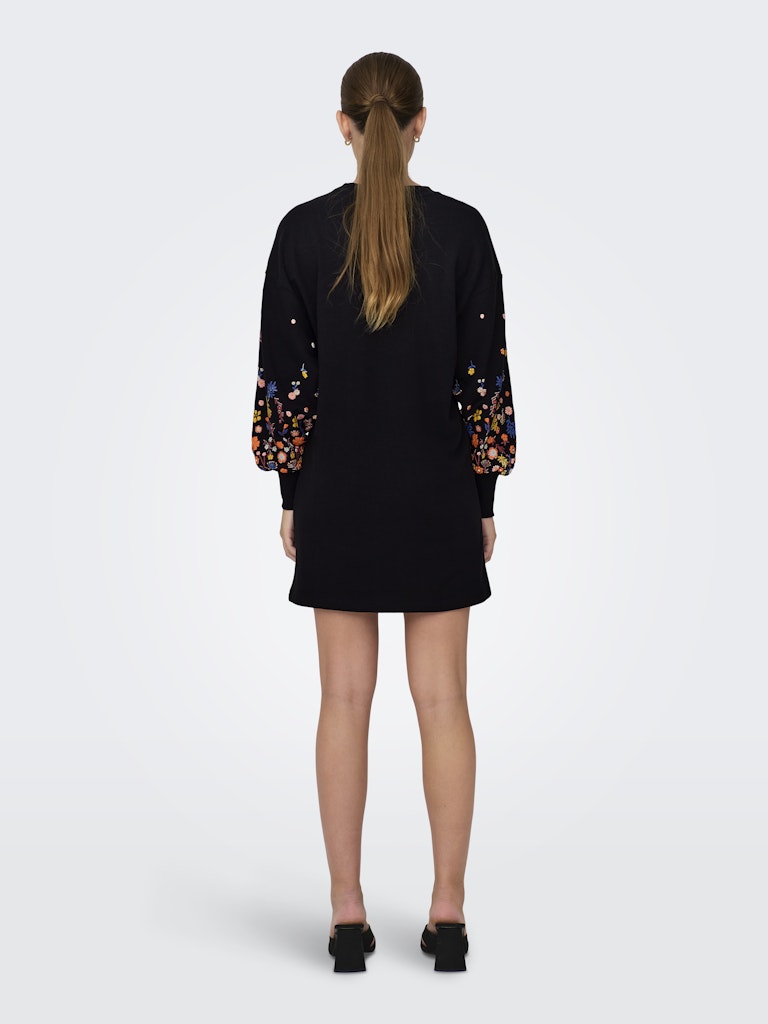 Onlbrooke Ls Short Dress Flower Swt Noos - Zwart