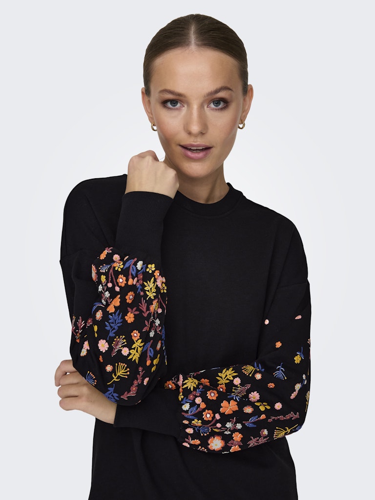 Onlbrooke Ls Short Dress Flower Swt Noos - Zwart