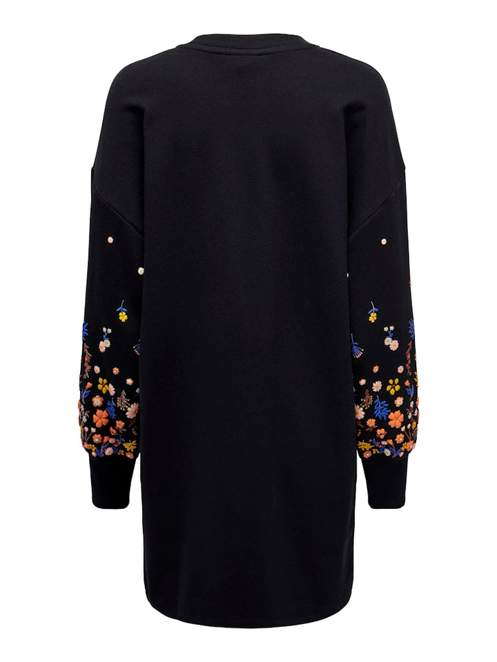 Onlbrooke Ls Short Dress Flower Swt Noos - Zwart