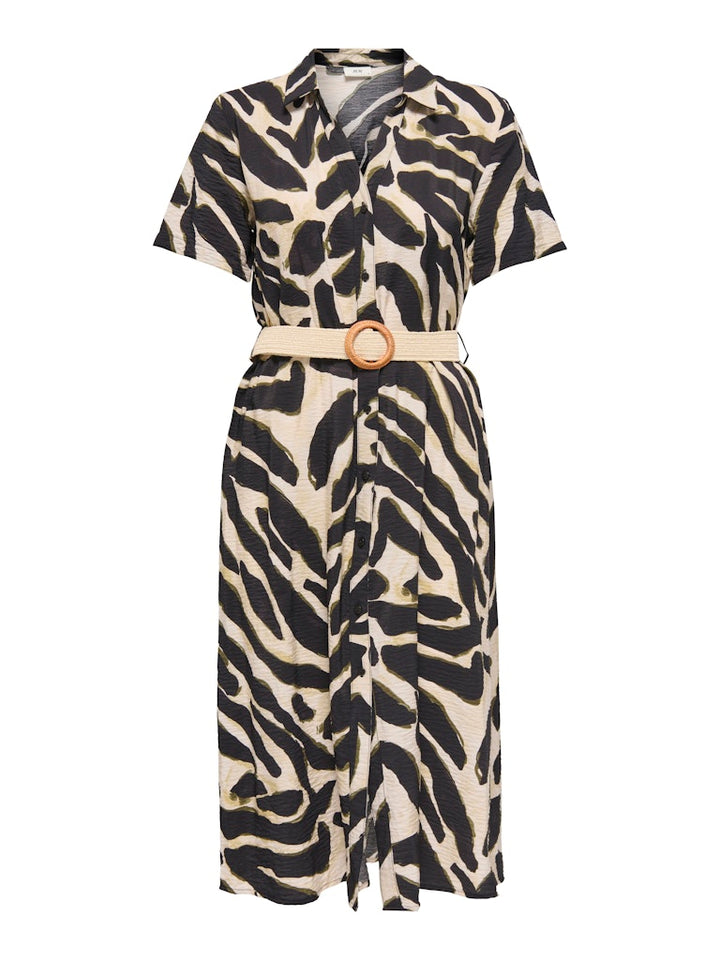 Jdyjasmine S/s Maxi Belt Dress Wvn - Zwart Dessin