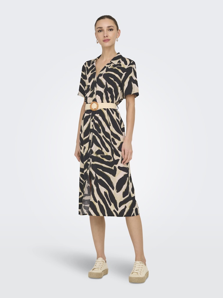 Jdyjasmine S/s Maxi Belt Dress Wvn - Zwart Dessin