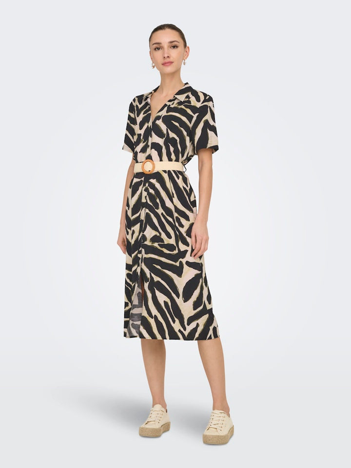 Jdyjasmine S/s Maxi Belt Dress Wvn - Zwart Dessin