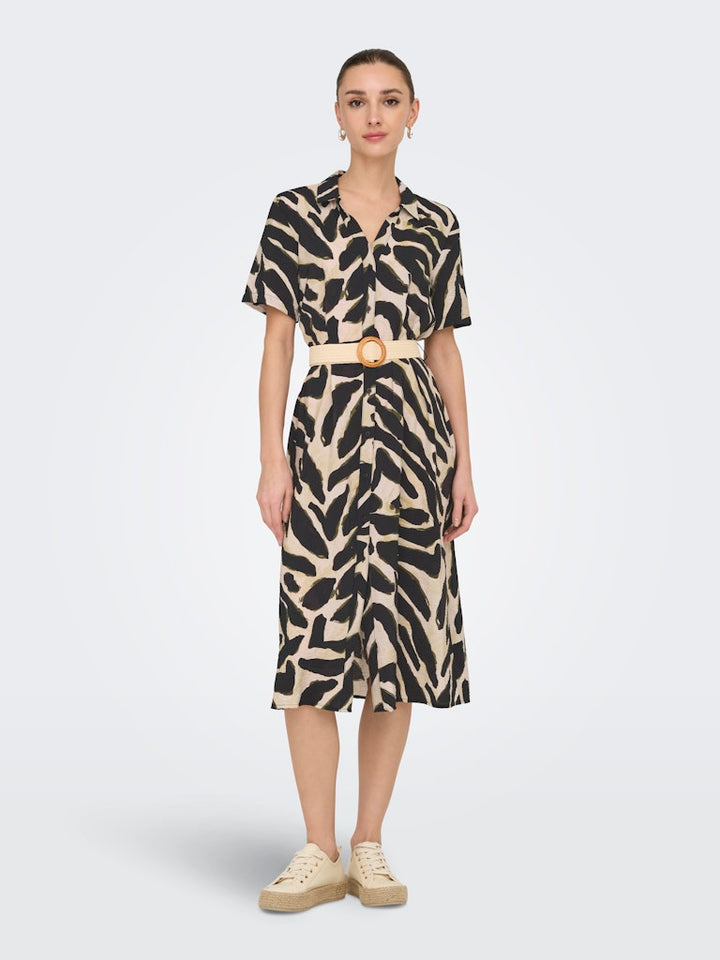 Jdyjasmine S/s Maxi Belt Dress Wvn - Zwart Dessin