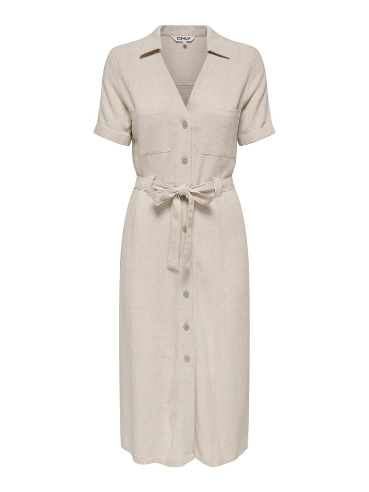 Onlsiesta Ss Linen Bl Shirt Dress P - Zand