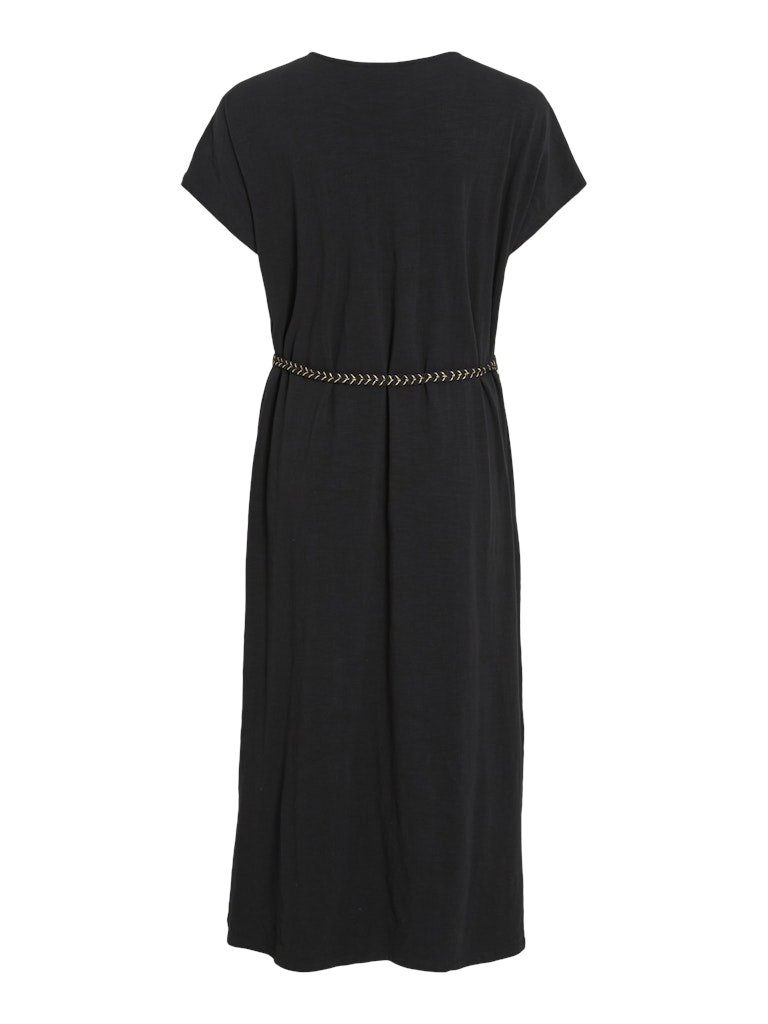 Viverano O-neck Sl Braid Midi Dress - Zwart