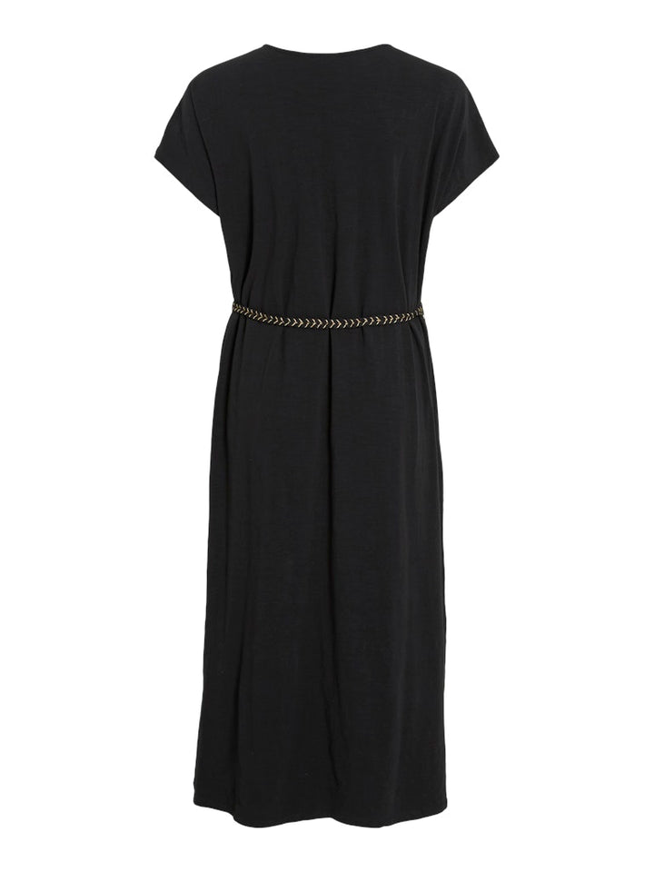 Viverano O-neck Sl Braid Midi Dress - Zwart