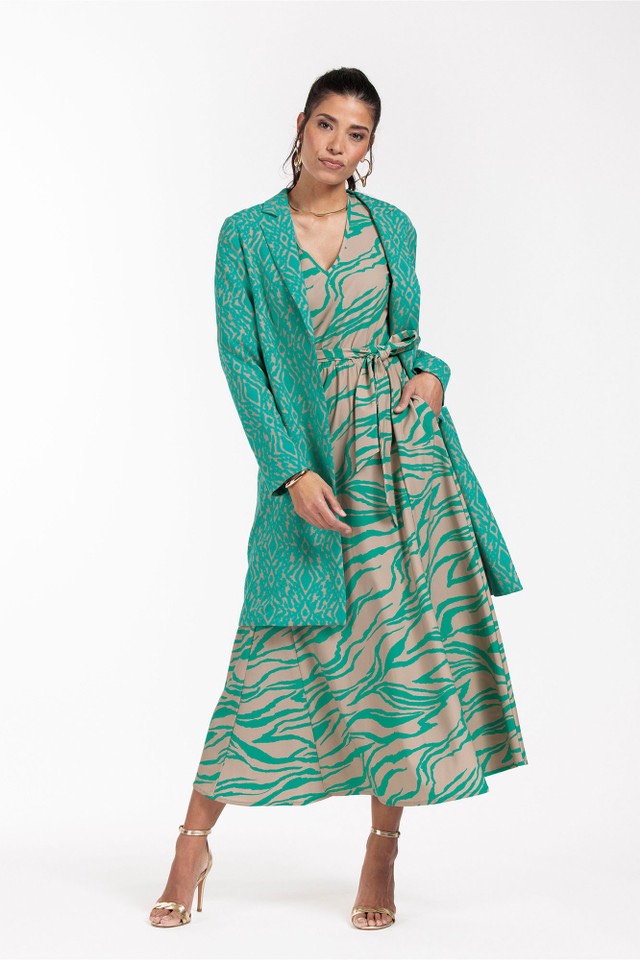 Josje Jacquard Blazer - Groen Dessin