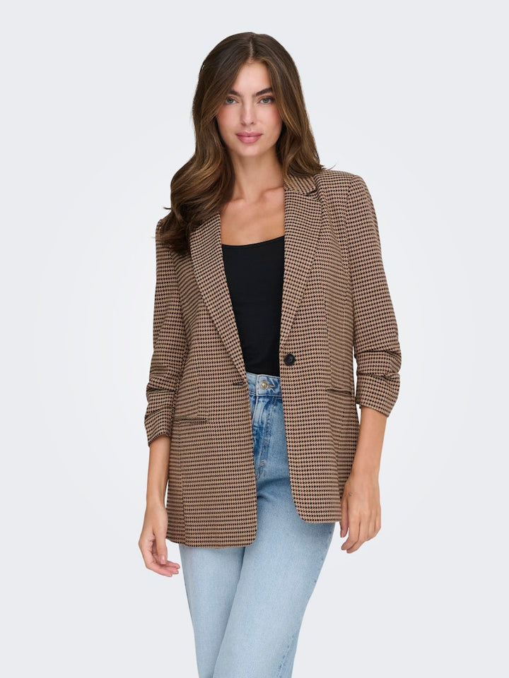 Onllettie Life 3/4 Check Blazer Tlr - Bruin Dessin