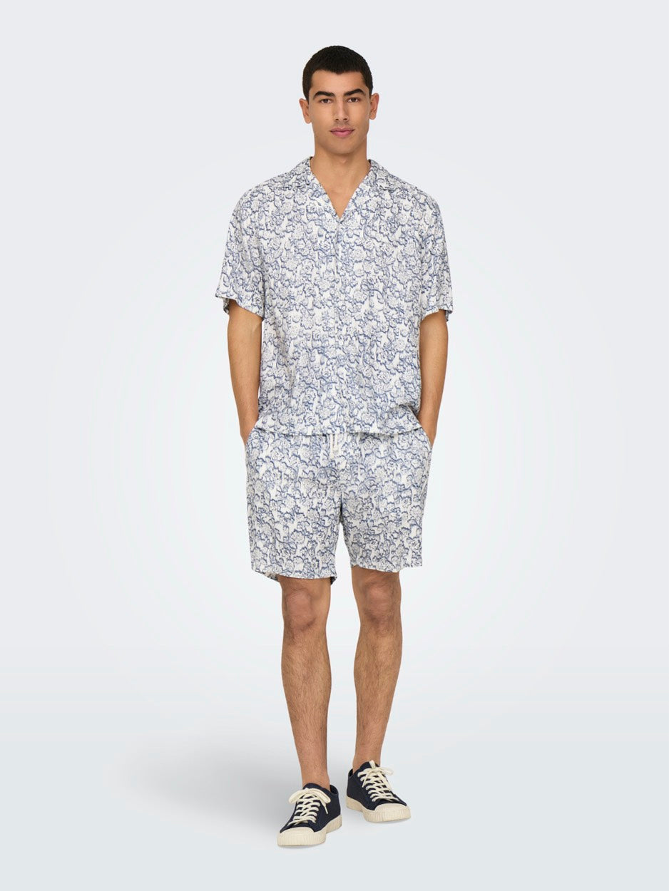 Onstel Dash Life Reg Aop Shorts - Wit Dessin