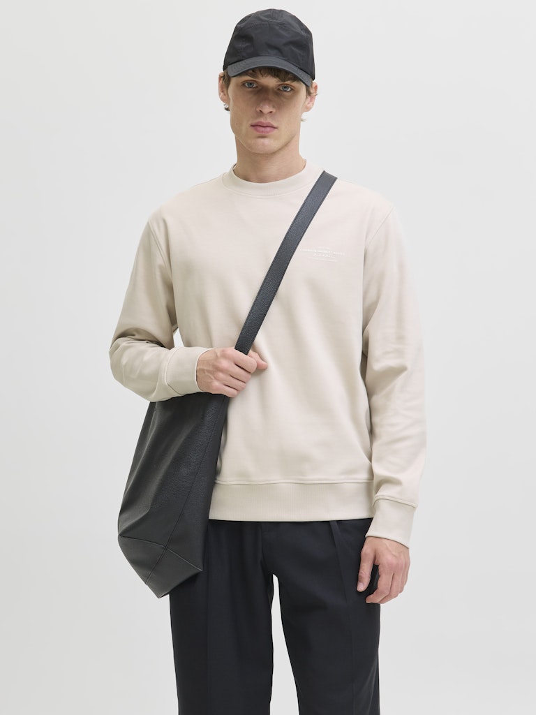 Jprblachad Branding Sweat Crew Neck Ln - Beige