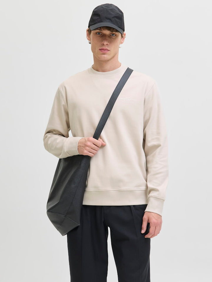Jprblachad Branding Sweat Crew Neck Ln - Beige