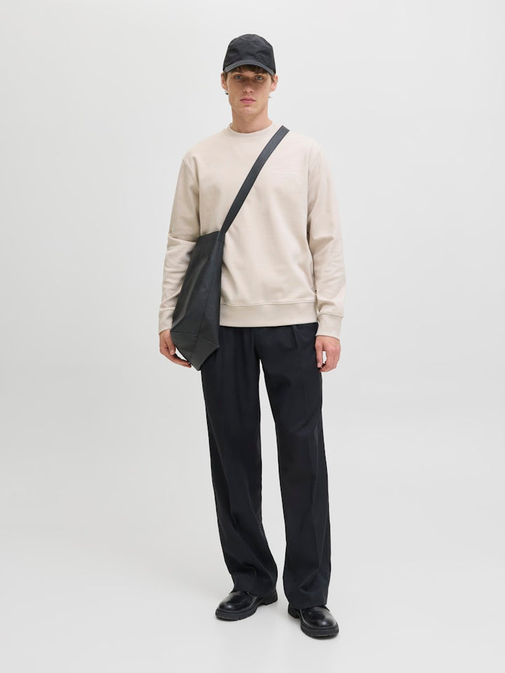 Jprblachad Branding Sweat Crew Neck Ln - Beige