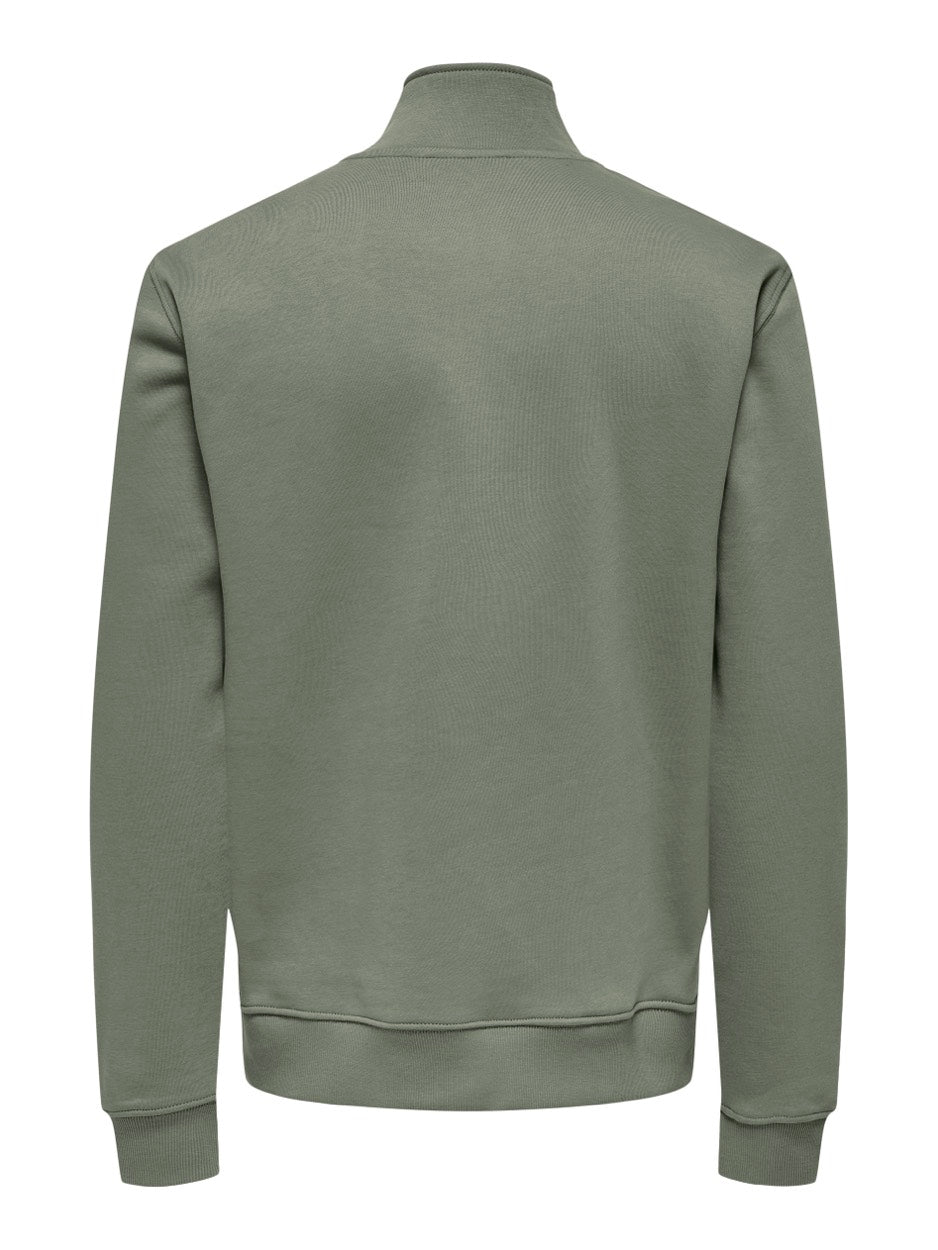 Onscurated Reg Half Zip Sweat - Olijf