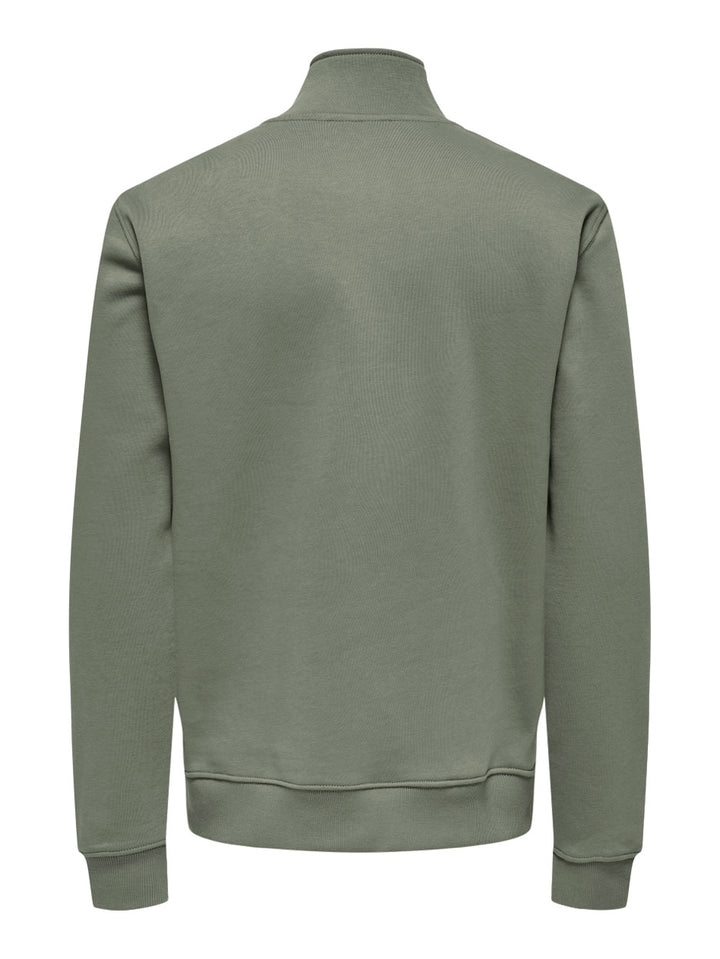 Onscurated Reg Half Zip Sweat - Olijf