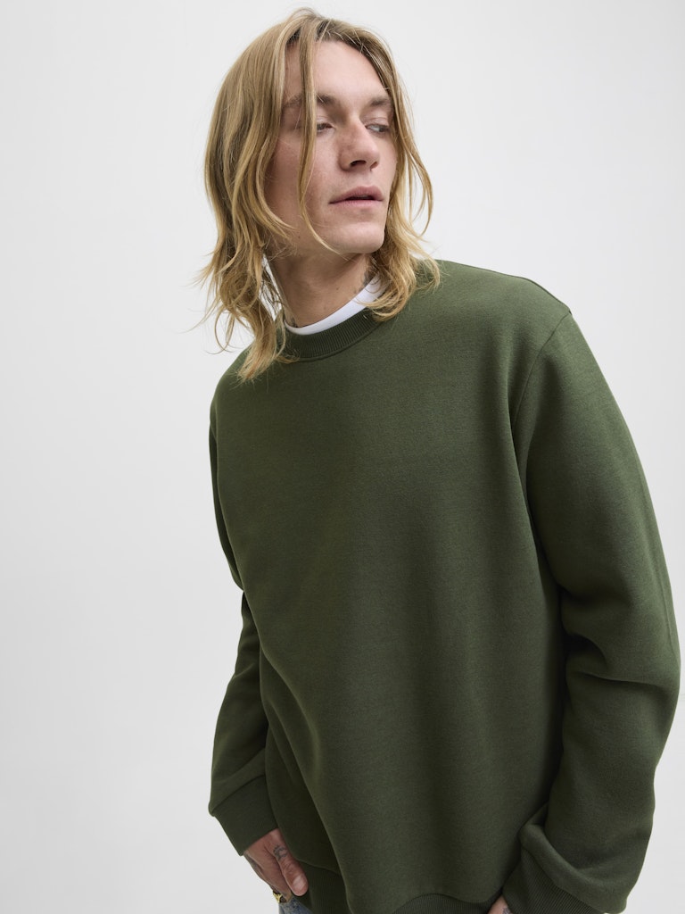 Jjebradley Sweat Crew Noos - Donkergroen