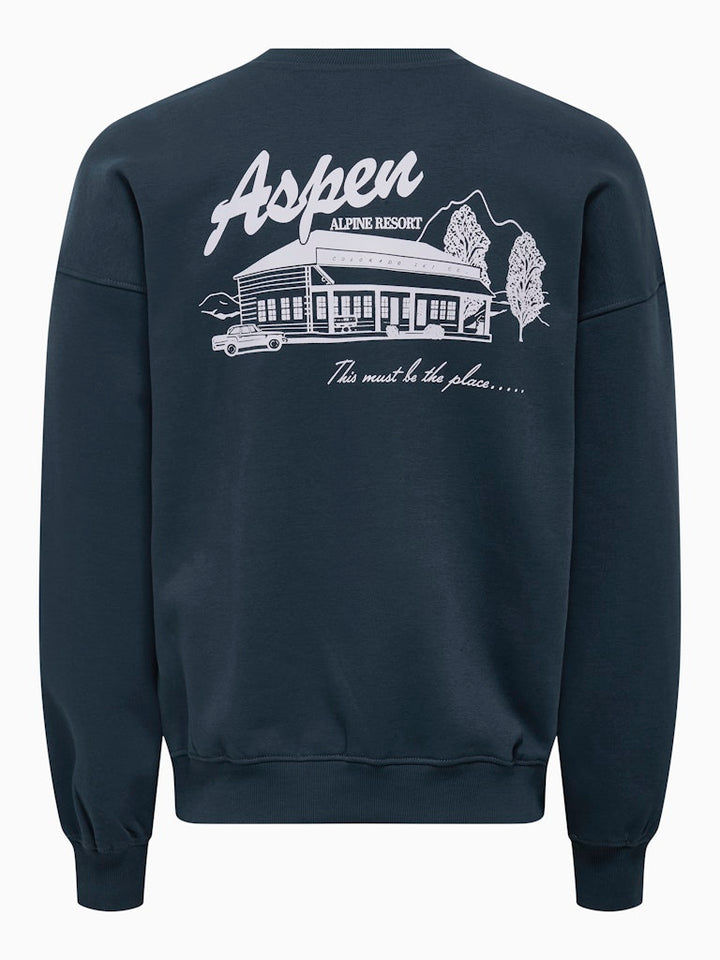 Onsceres Ski Ls Reg Crew Swe Cs - Navy