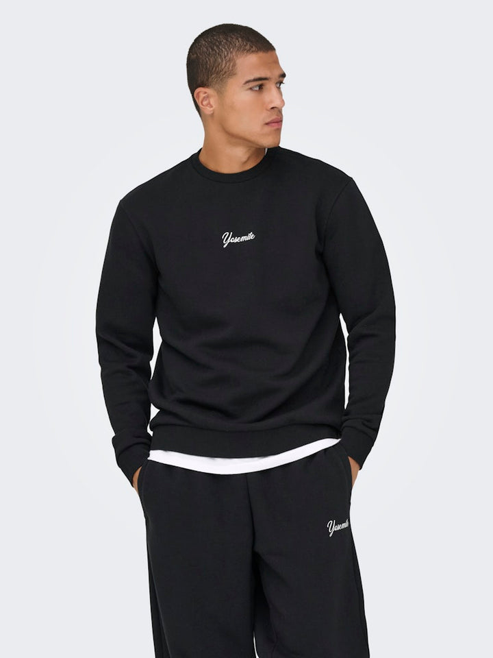 Onsceres Ski Ls Reg Crew Swe Cs - Zwart