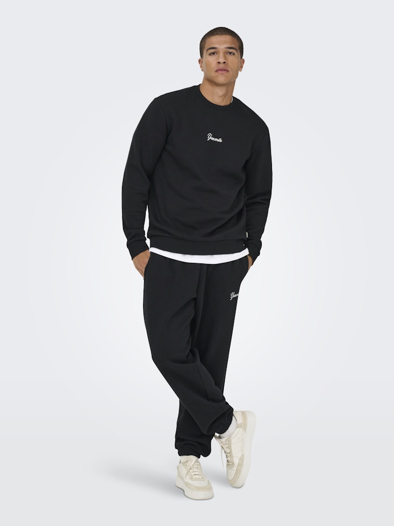 Onsceres Ski Ls Reg Crew Swe Cs - Zwart