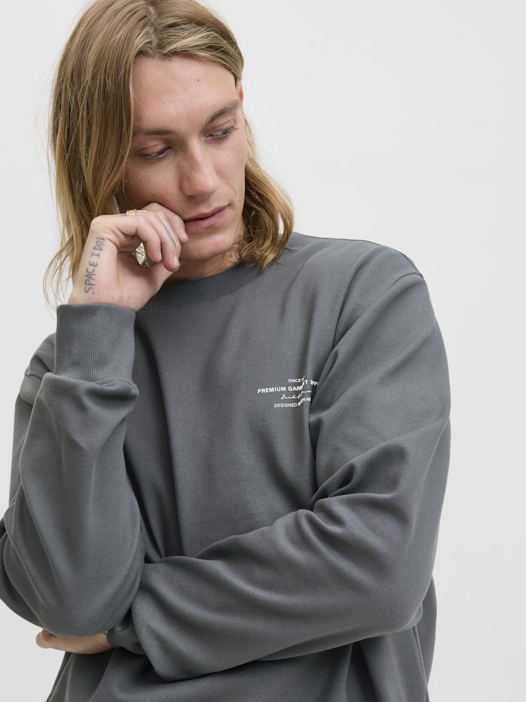 Jprblachad Branding Sweat Crew Neck Ln - Steel