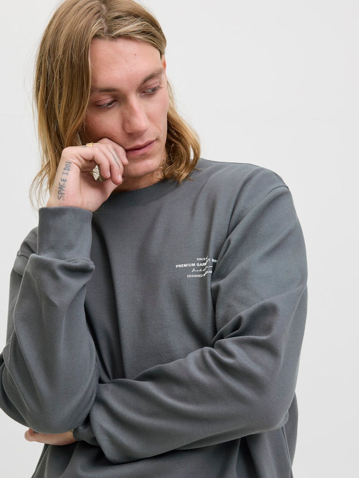 Jprblachad Branding Sweat Crew Neck Ln - Steel