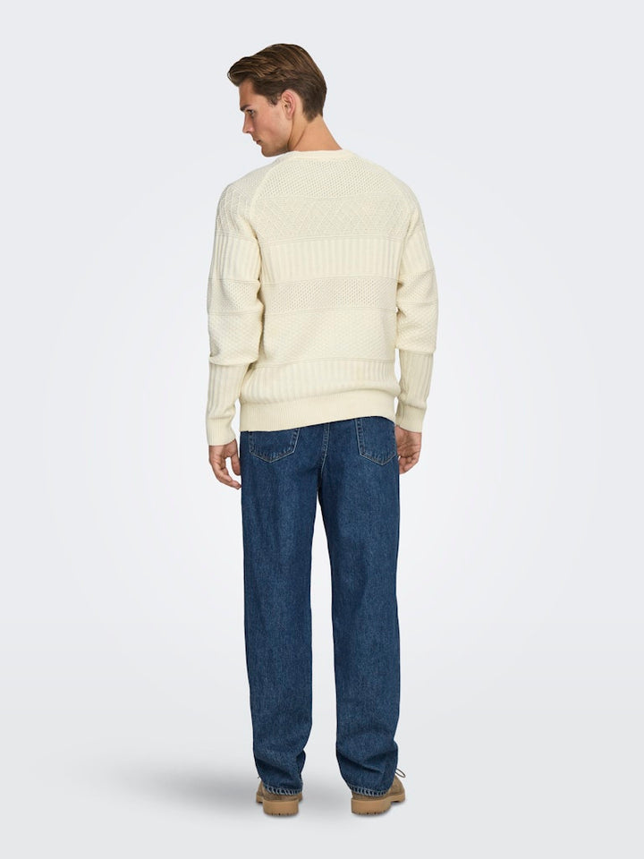 Onsalkan Reg Crew Knit - Off-white