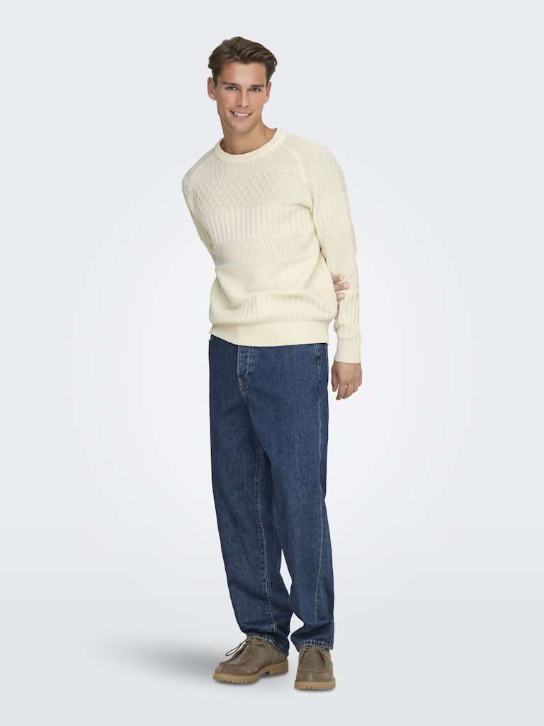Onsalkan Reg Crew Knit - Off-white