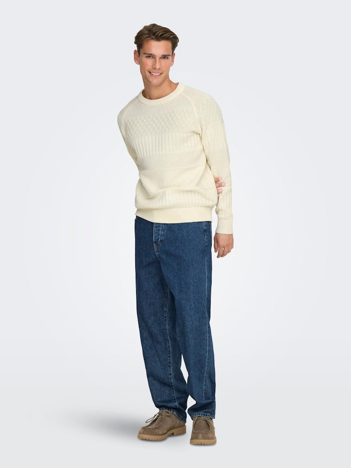 Onsalkan Reg Crew Knit - Off-white