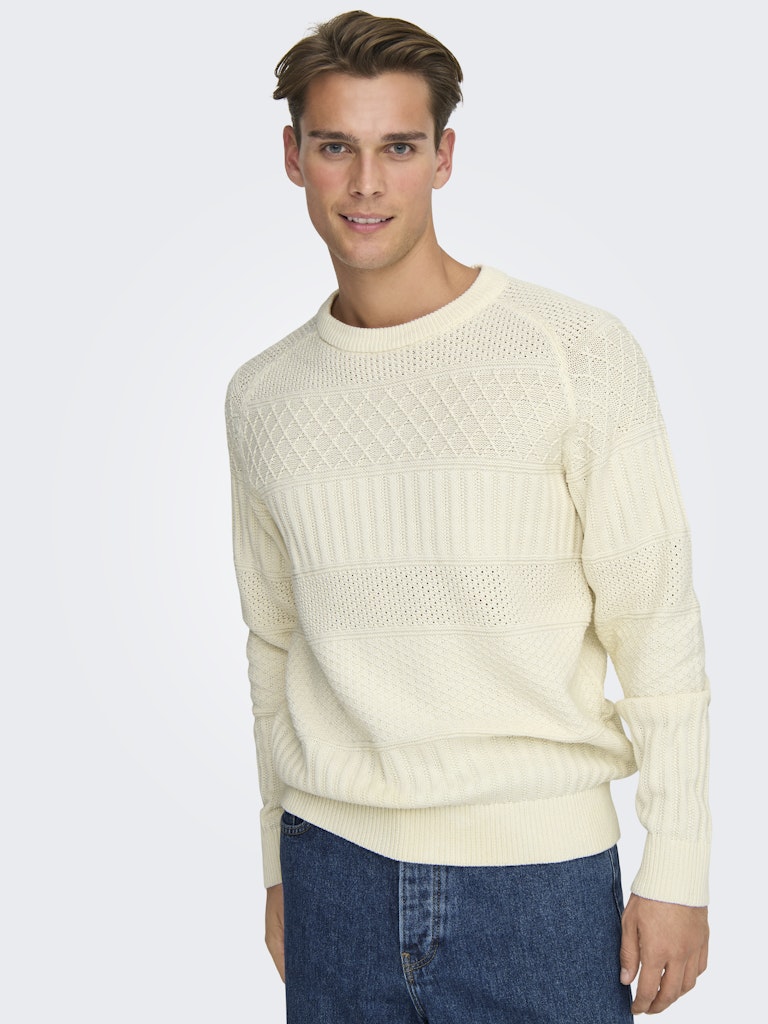 Onsalkan Reg Crew Knit - Off-white