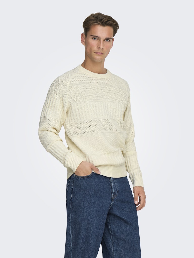 Onsalkan Reg Crew Knit - Off-white