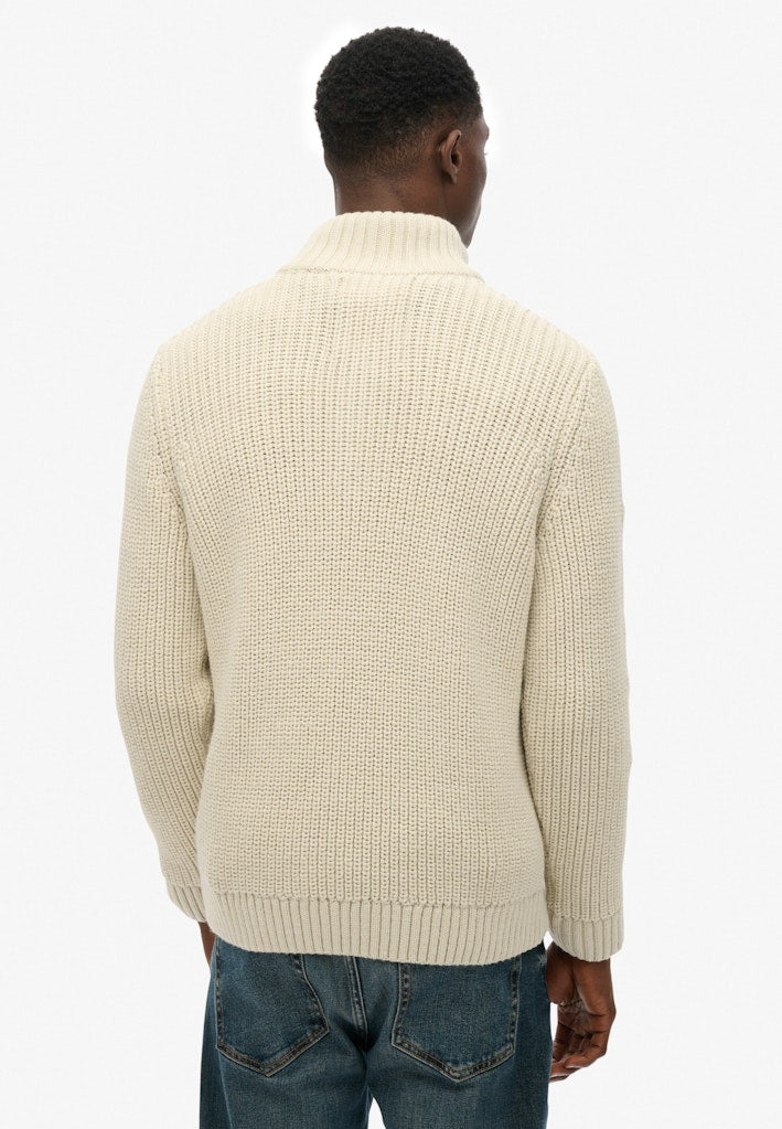 Gebreide Cable Trui Zip - Ecru