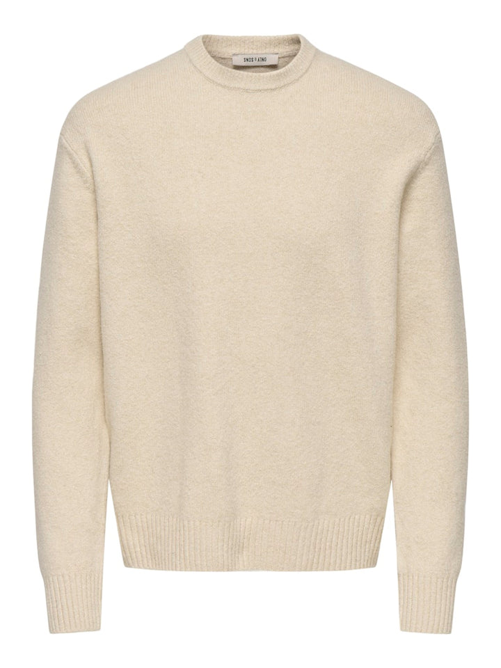Onsjames Rlx Crew Knit Noos - Ecru