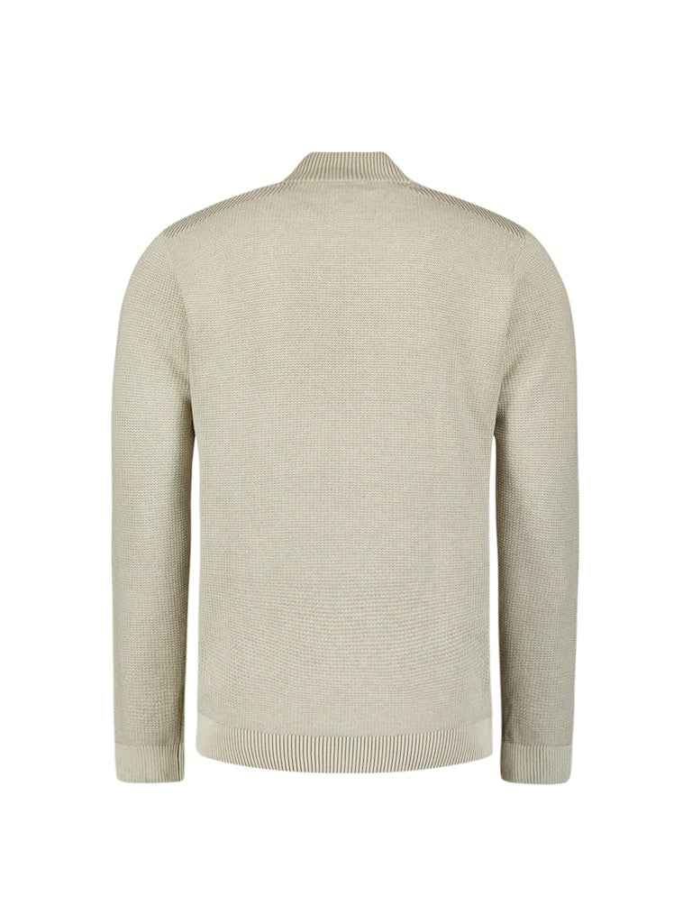 Pullover Half Zip Plated Structure Knit - Zand