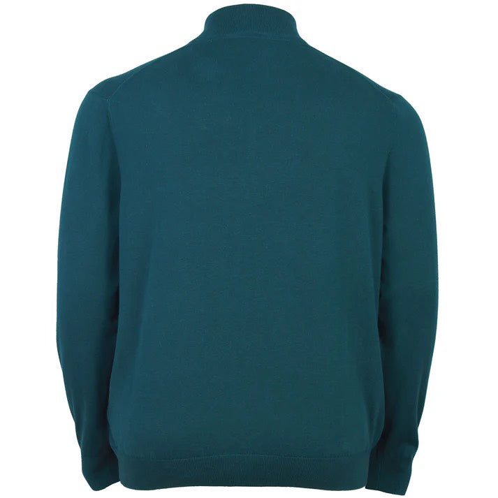 Cotton Quater Zip Jumper - Petrol Blauw
