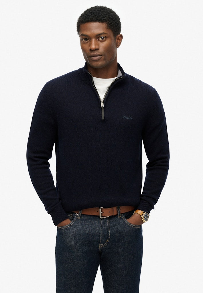 Trui Met Wolmix Zip - Navy