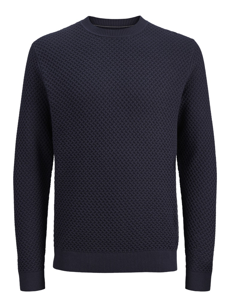Jprblubarkley Knit Crew Neck Ch Ln - Navy