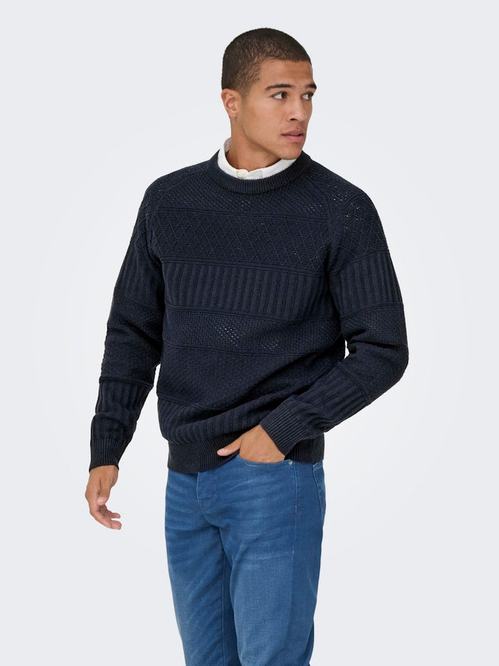 Onsalkan Reg Crew Knit - Navy