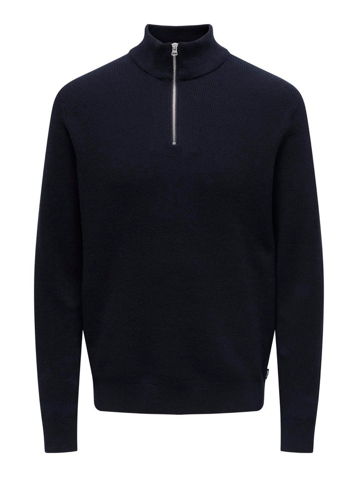 Onsphil Reg 12 Struc Half Zip Knit - Navy