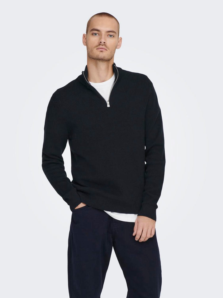 Onsphil Reg 12 Struc Half Zip Knit - Navy