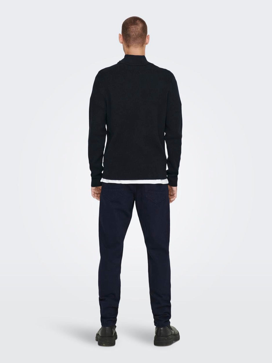 Onsphil Reg 12 Struc Half Zip Knit - Navy