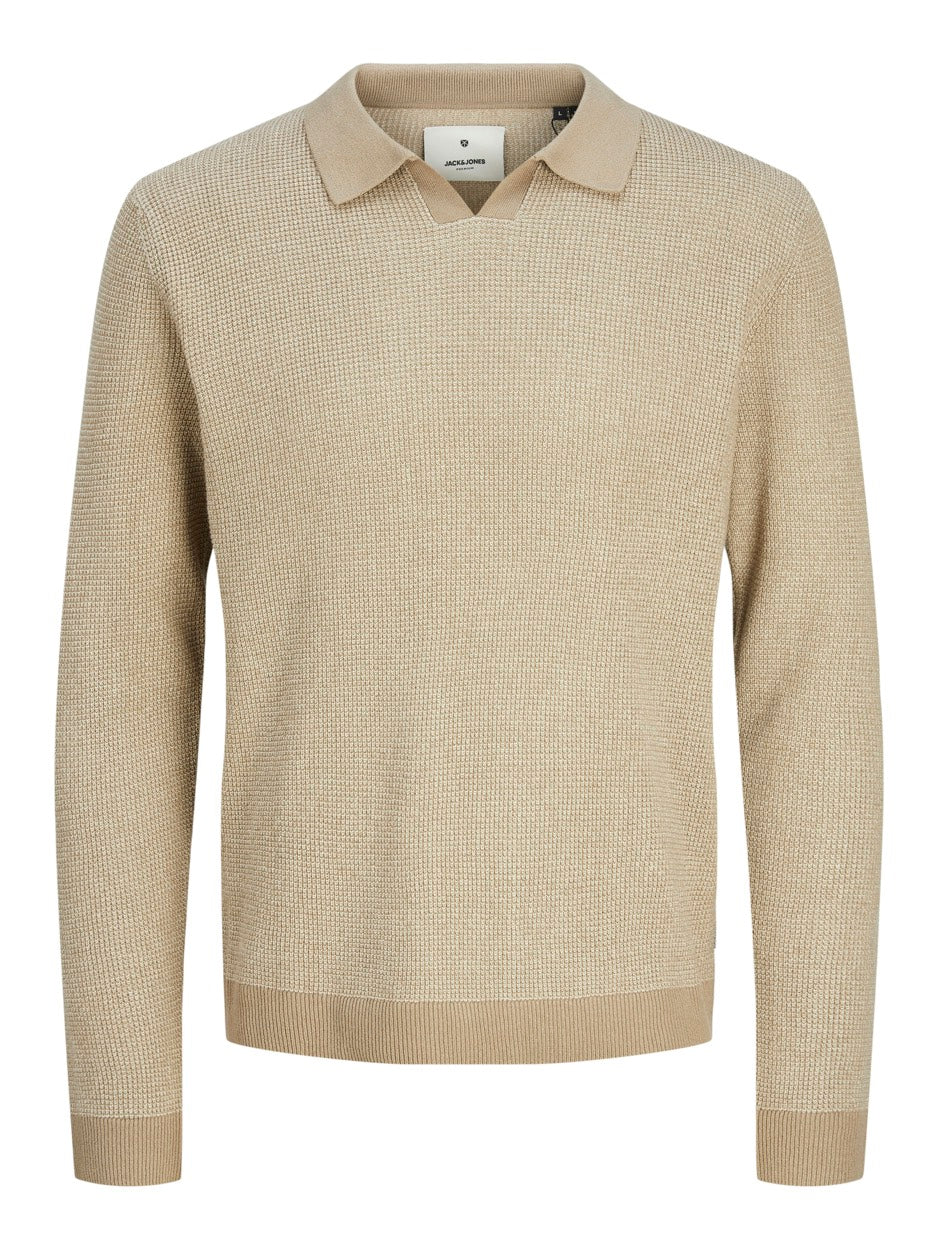 Jprblabani Knit Split Neck Ls - Licht Bruin