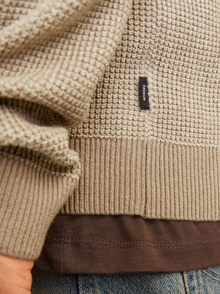 Jprblabani Knit Split Neck Ls - Licht Bruin