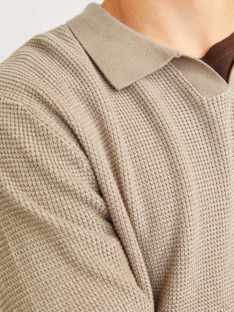 Jprblabani Knit Split Neck Ls - Licht Bruin