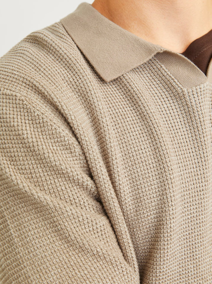 Jprblabani Knit Split Neck Ls - Licht Bruin
