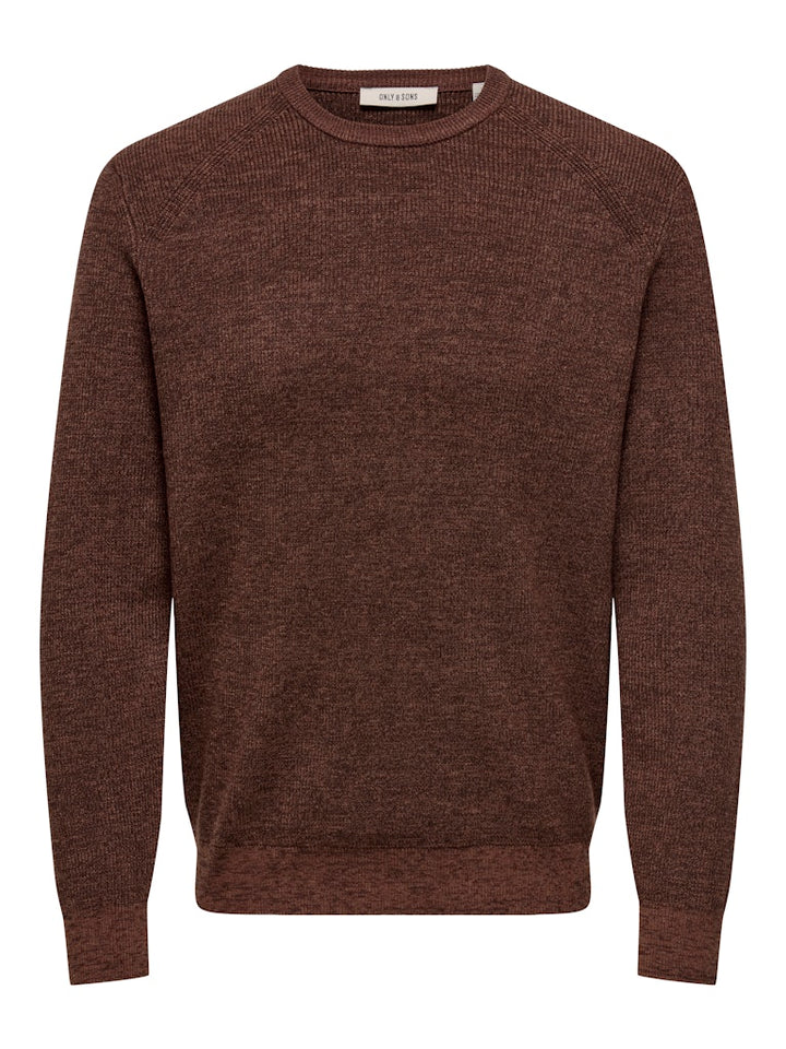 Onsalfi Reg Ls Crew Knit Camp Cs - Cognac