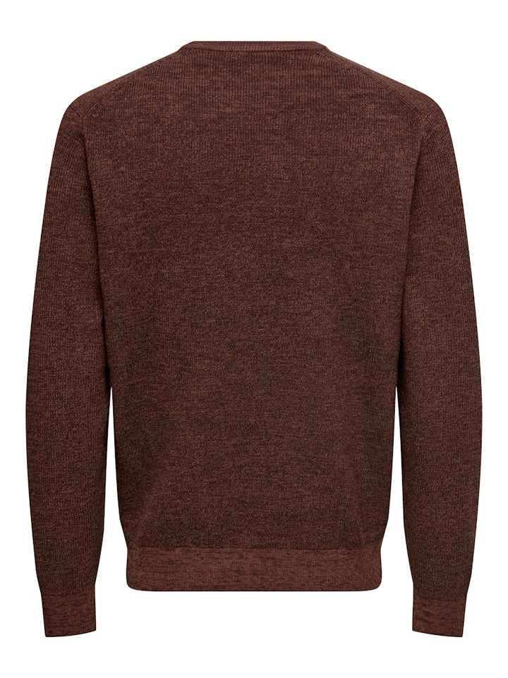 Onsalfi Reg Ls Crew Knit Camp Cs - Cognac